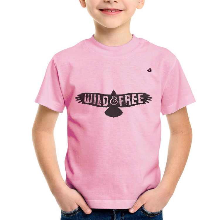 Camiseta Infantil Wild and Free - Rosa Bebê