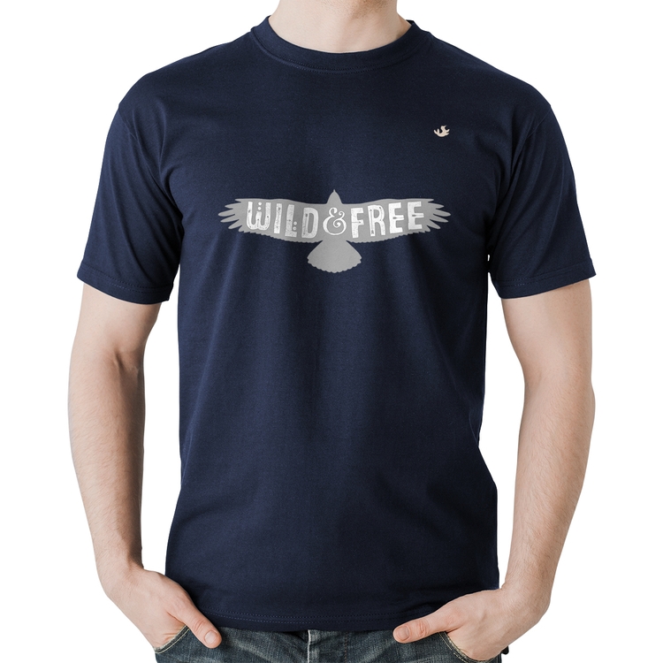 Camiseta Algodão Wild and Free - Marinho