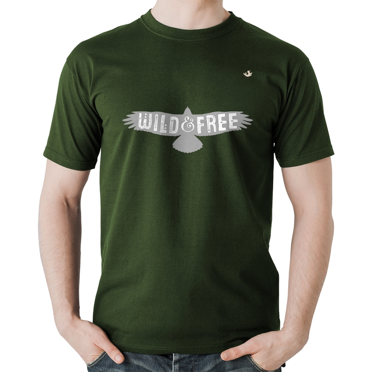 Camiseta Algodão Wild and Free - Musgo