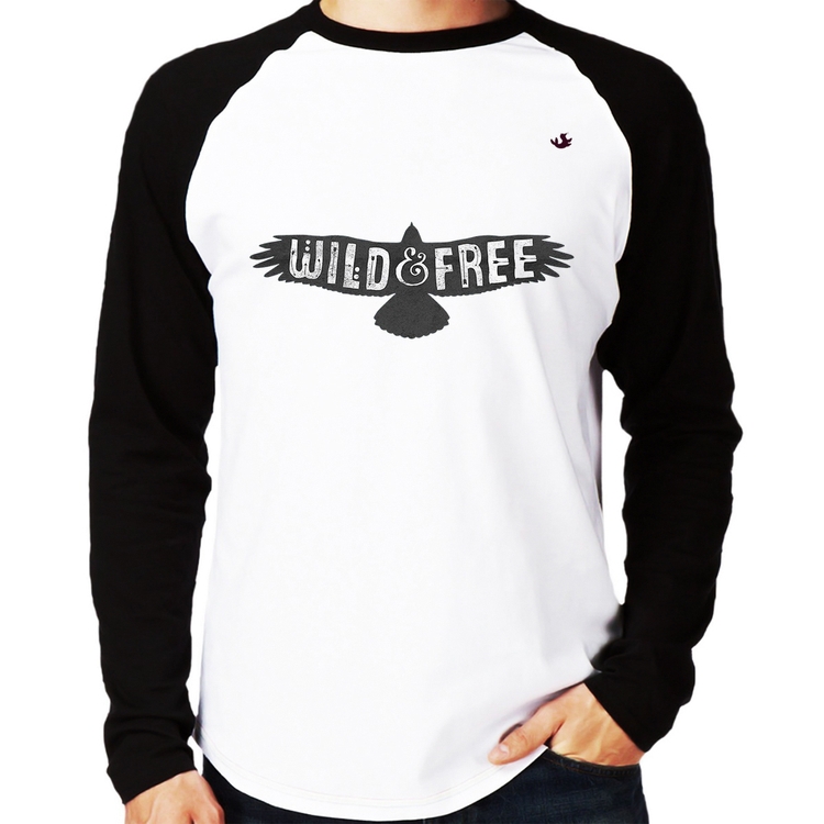 Camiseta Raglan Wild and Free Manga Longa