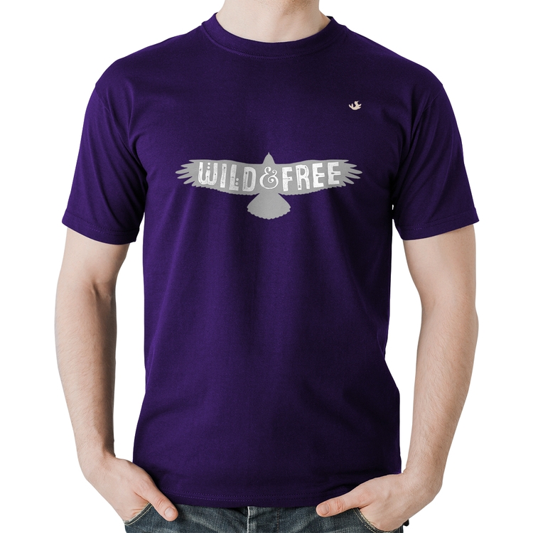 Camiseta Algodão Wild and Free - Roxa