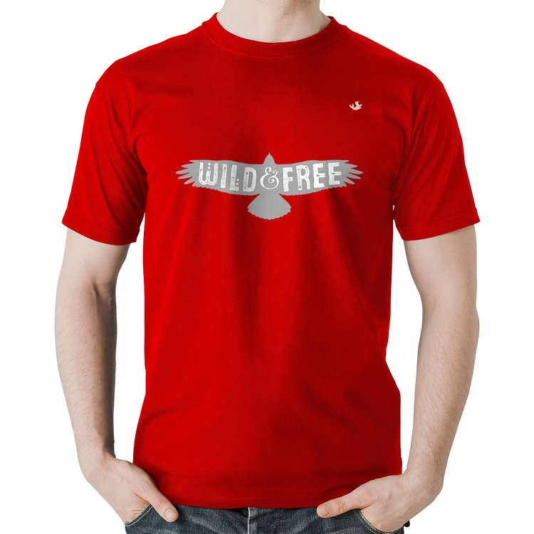 Camiseta Algodão Wild and Free - Vermelha