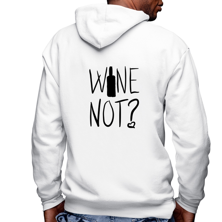 Blusa Moletom Wine not Masculina com Capuz e Zíper - Branca