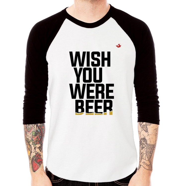 Camiseta Raglan Wish you were beer Manga 3/4