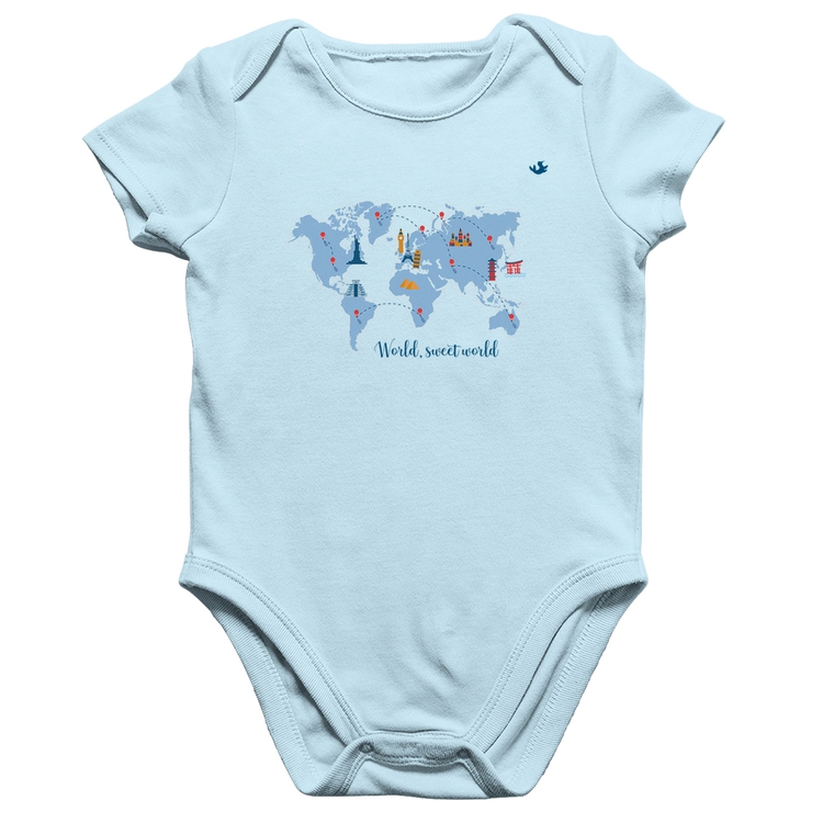 Body Bebê Algodão World sweet world - Azul Bebê