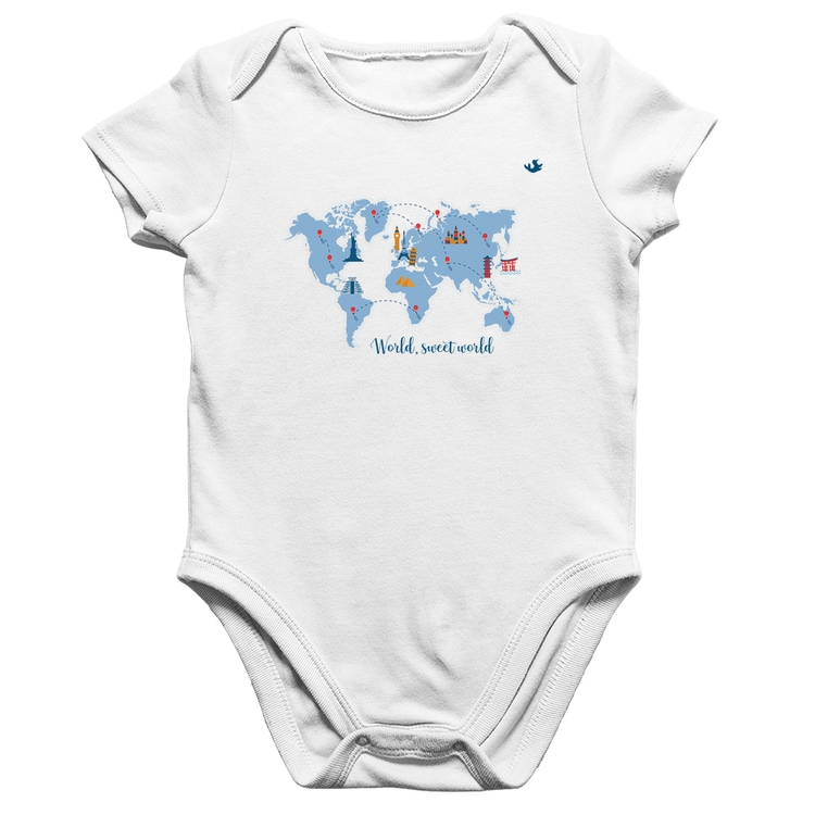 Body Bebê Algodão World sweet world - Branco