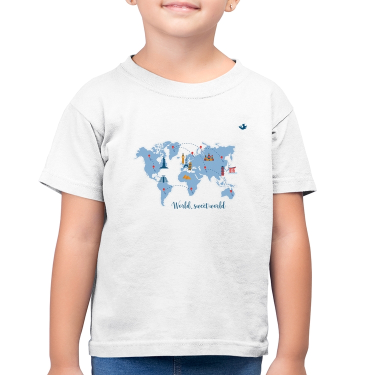 Camiseta Algodão Infantil World sweet world - Branca