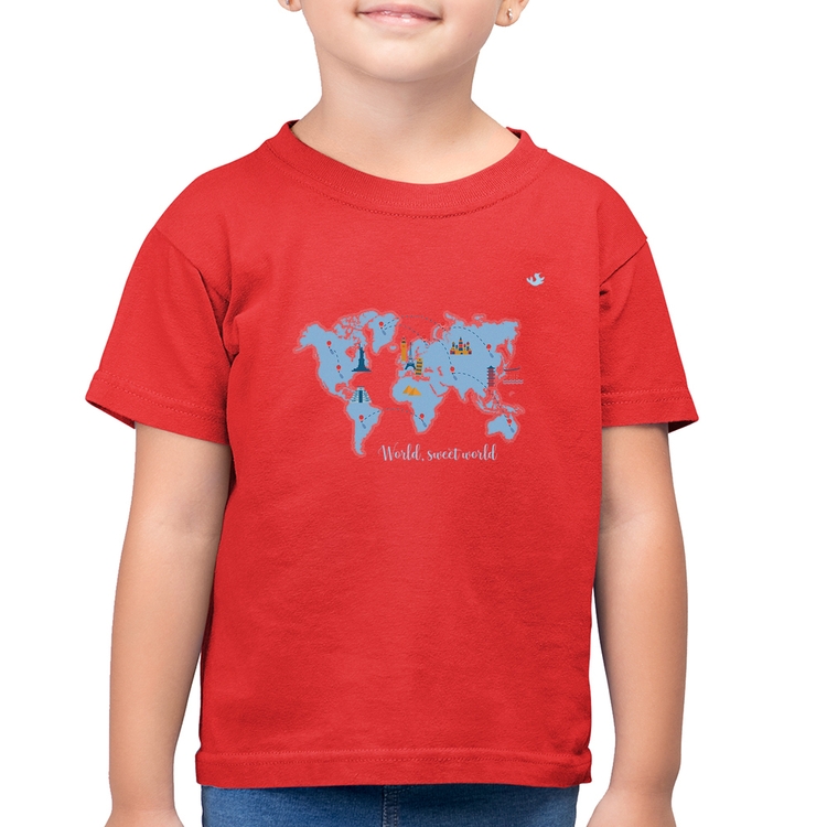 Camiseta Algodão Infantil World sweet world - Vermelha