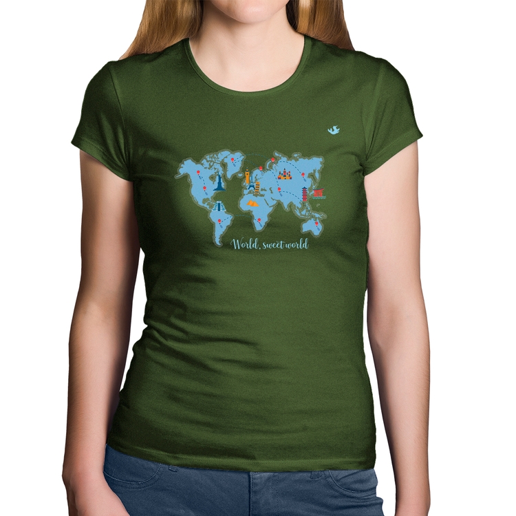 Baby Look Algodão World sweet world - Musgo