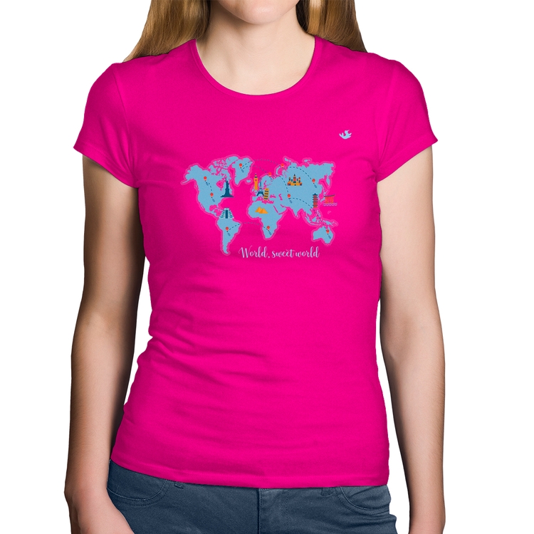 Baby Look Algodão World sweet world - Rosa