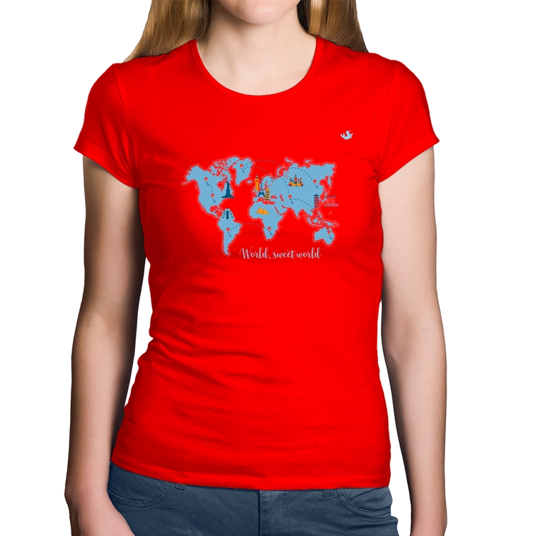 Baby Look Algodão World sweet world - Vermelha