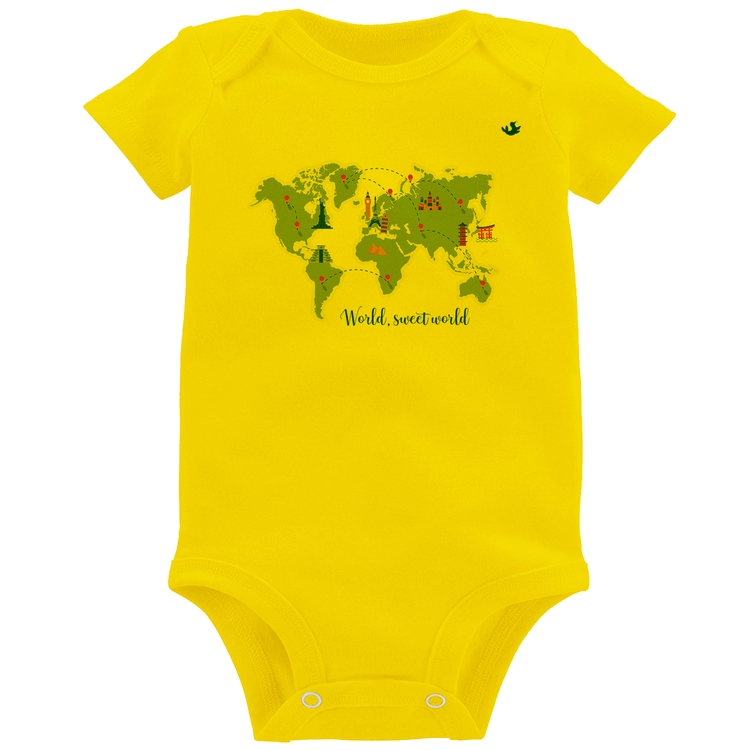 Body Bebê World sweet world - Amarelo