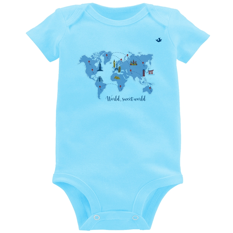 Body Bebê World sweet world - Azul Bebê