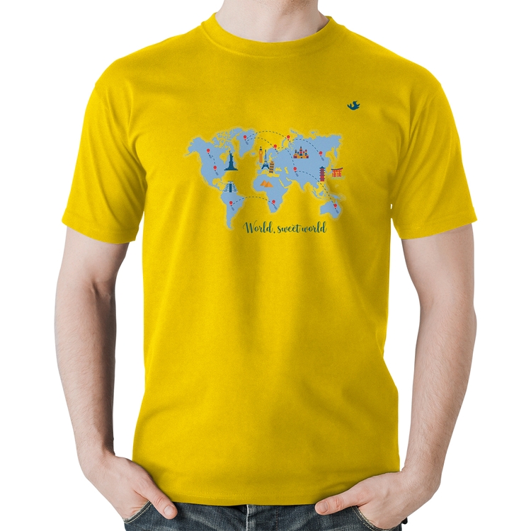 Camiseta Algodão World sweet world - Amarela