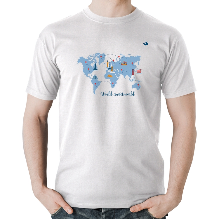 Camiseta Algodão World sweet world - Branca