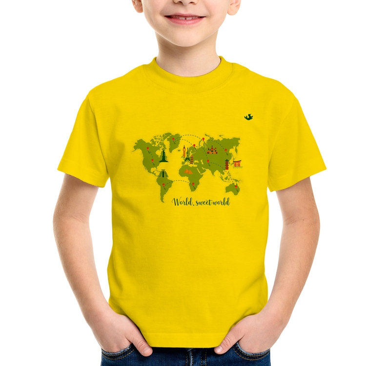 Camiseta Infantil World sweet world - Amarela
