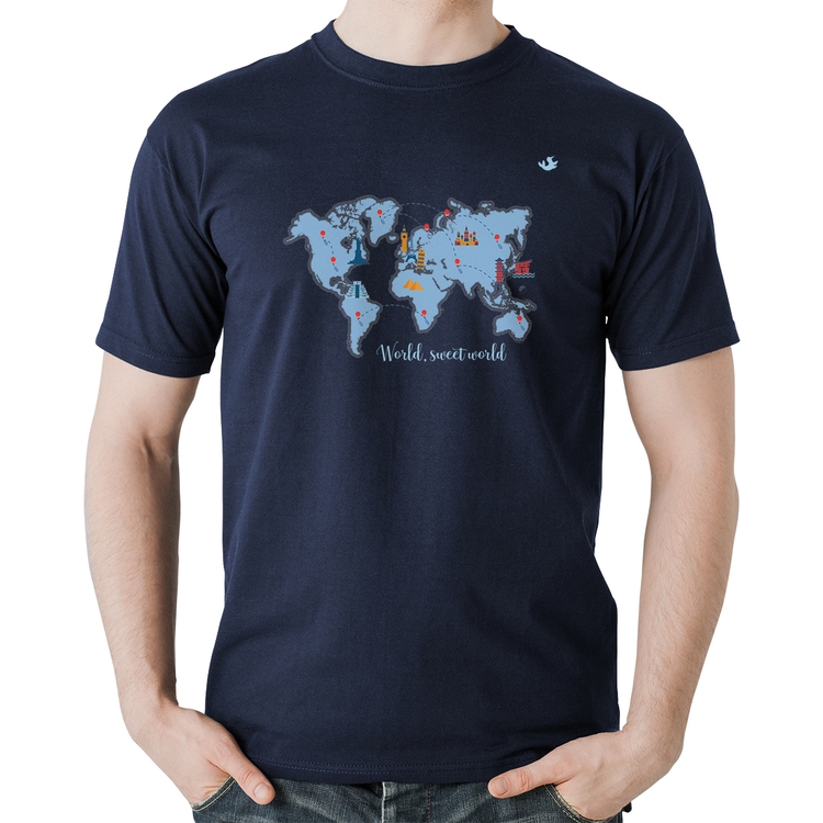 Camiseta Algodão World sweet world - Marinho