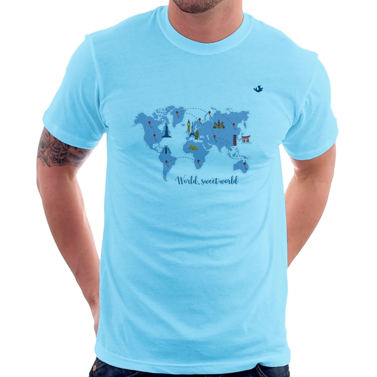 Camiseta World sweet world - Azul Bebê