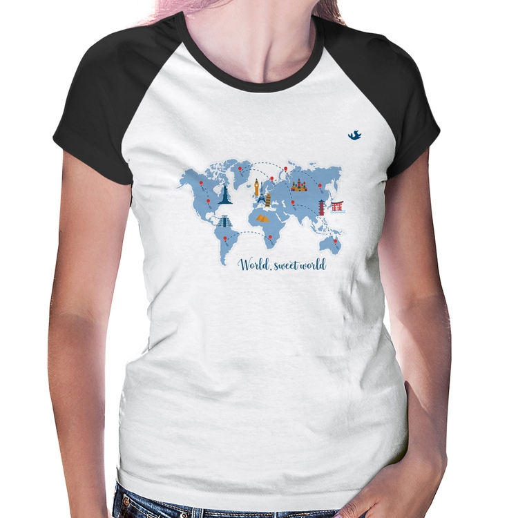 Baby Look Raglan World sweet world