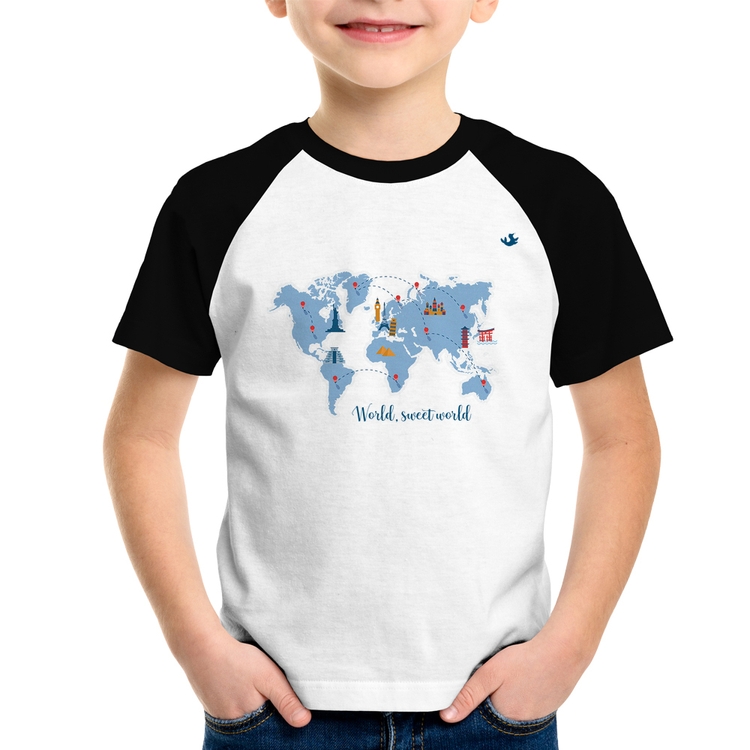 Camiseta Raglan Infantil World sweet world