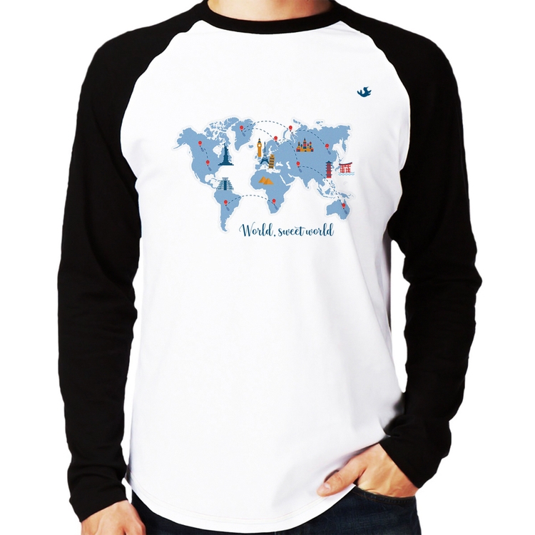 Camiseta Raglan World sweet world Manga Longa