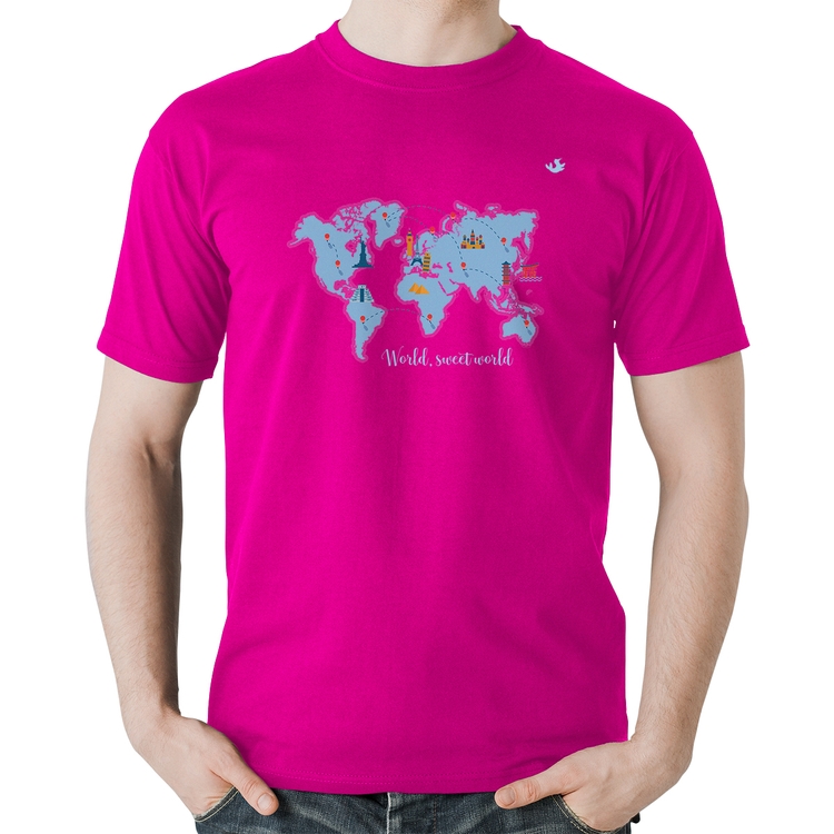 Camiseta Algodão World sweet world - Rosa
