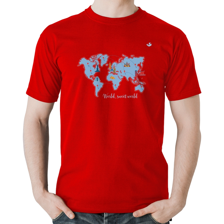 Camiseta Algodão World sweet world - Vermelha