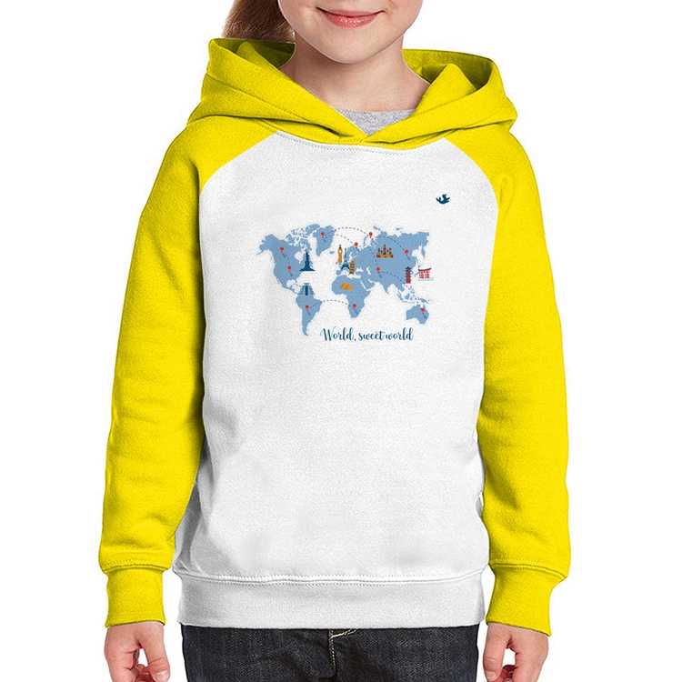 Moletom Infantil World sweet world - Branco/Amarelo