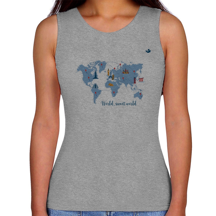 Regata Feminina World sweet world - Cinza