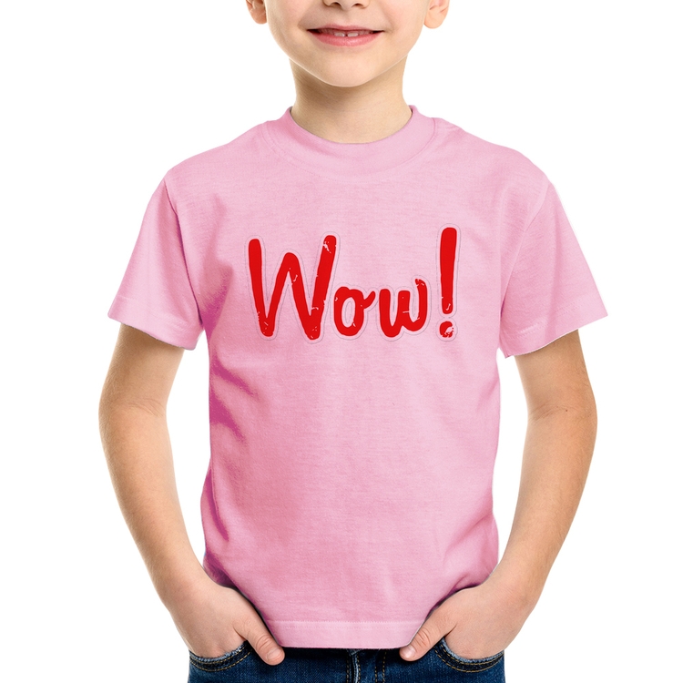 Camiseta Infantil Wow! - Rosa Bebê