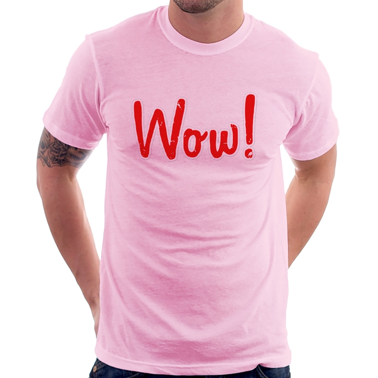 Camiseta Wow! - Rosa Bebê