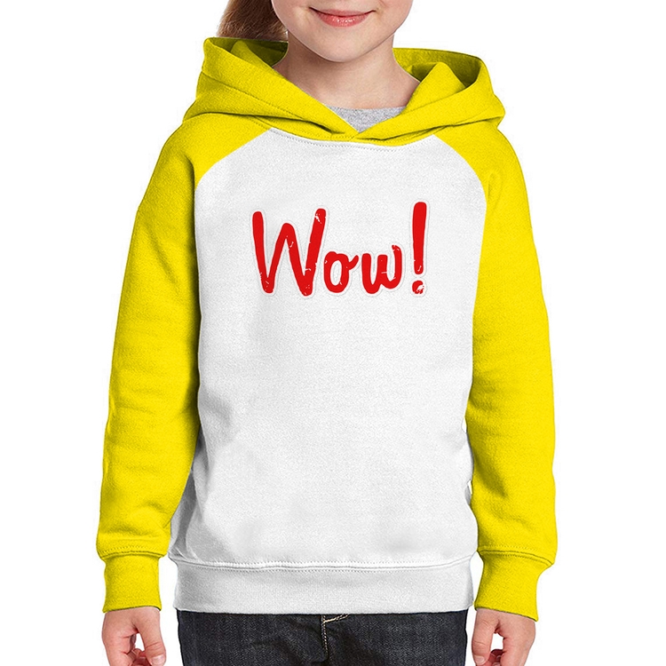 Moletom Infantil Wow! - Branco/Amarelo