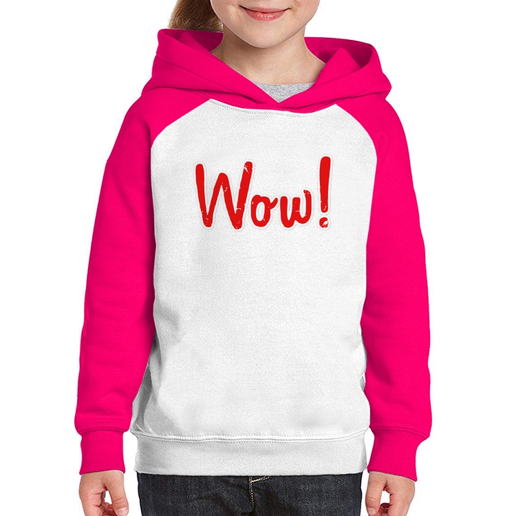 Moletom Infantil Wow! - Branco/Rosa