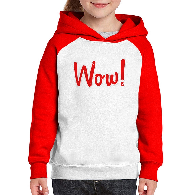 Moletom Infantil Wow! - Branco/Vermelho