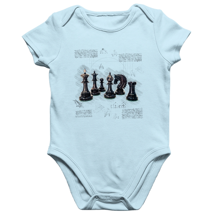 Body Bebê Algodão Xadrez - Azul Bebê