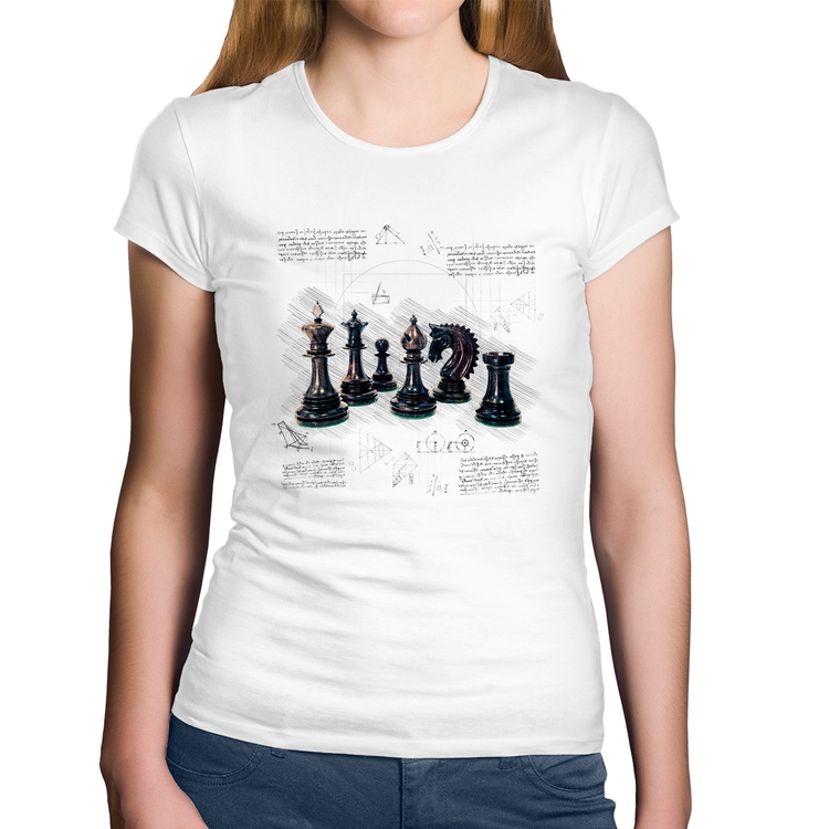 Baby Look Algodão Xadrez - Branca