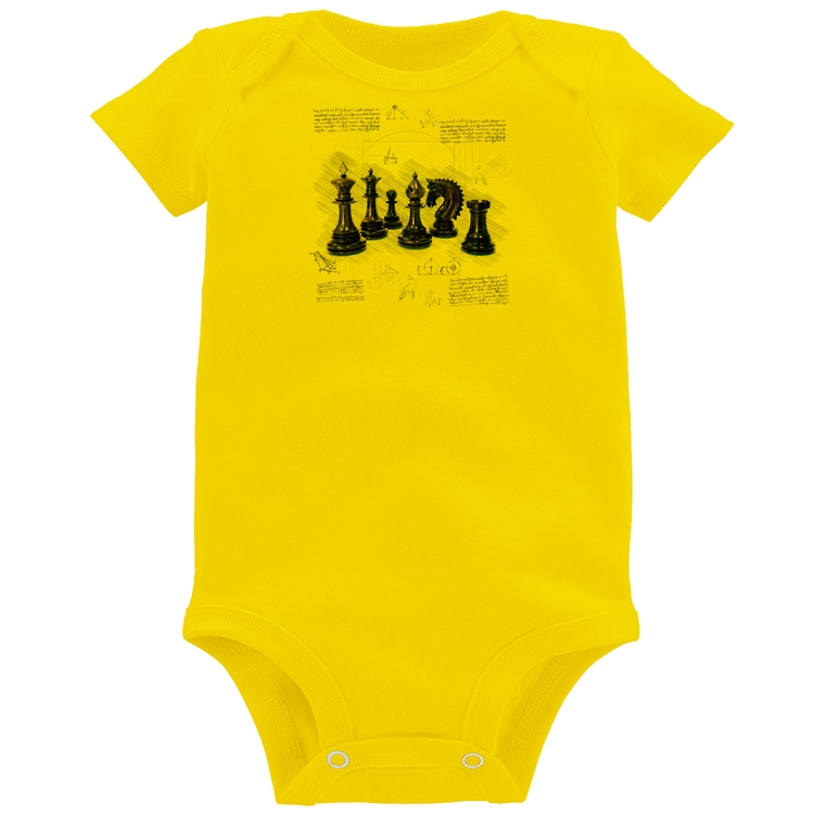 Body Bebê Xadrez - Amarelo