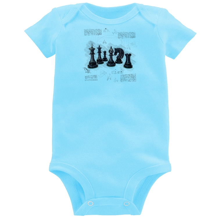 Body Bebê Xadrez - Azul Bebê