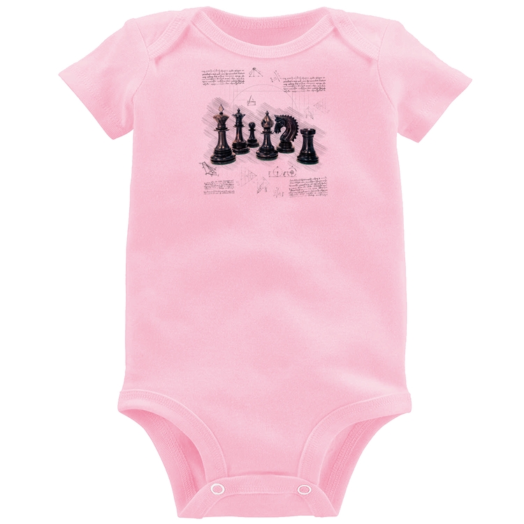 Body Bebê Xadrez - Rosa Bebê