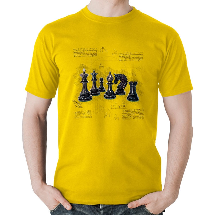 Camiseta Algodão Xadrez - Amarela