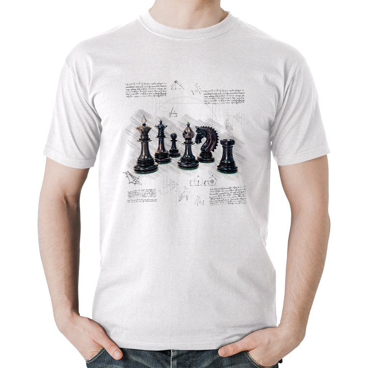 Camiseta Algodão Xadrez - Branca