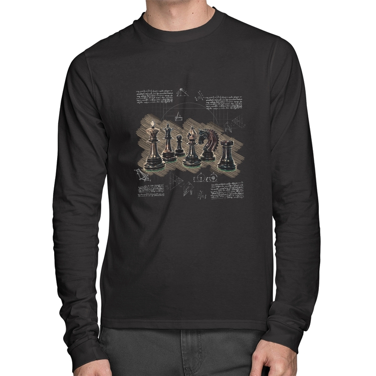 Camiseta Algodão Xadrez Manga Longa