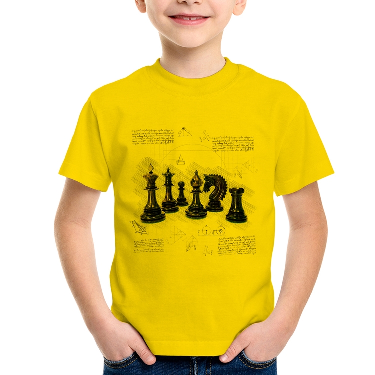 Camiseta Infantil Xadrez - Amarela