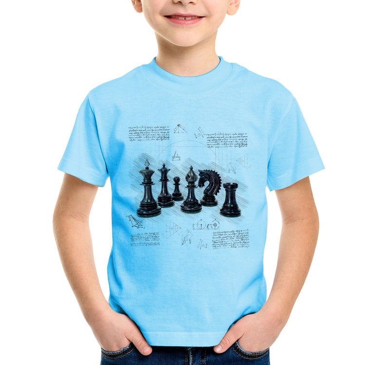 Camiseta Infantil Xadrez - Azul Bebê