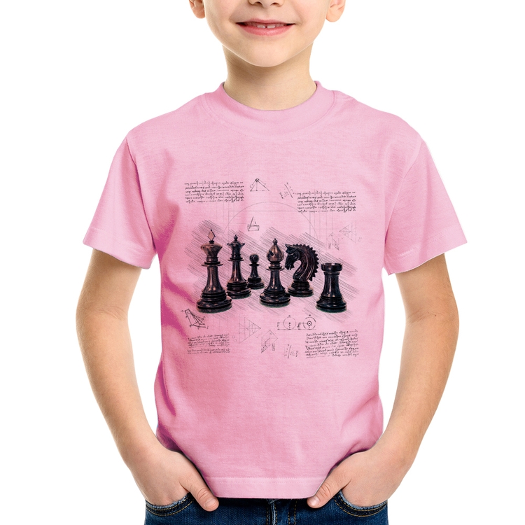 Camiseta Infantil Xadrez - Rosa Bebê