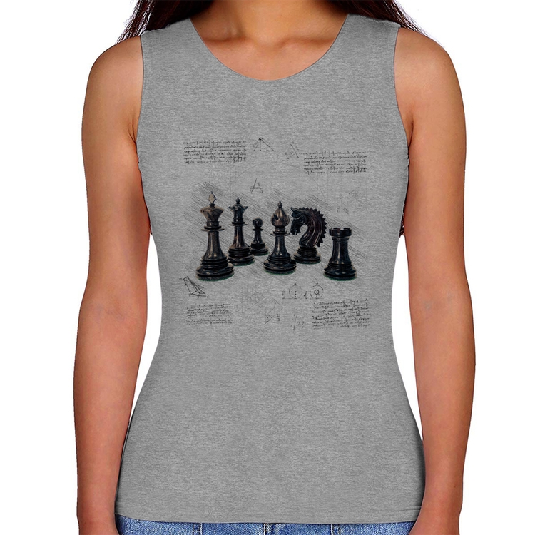 Regata Feminina Xadrez - Cinza