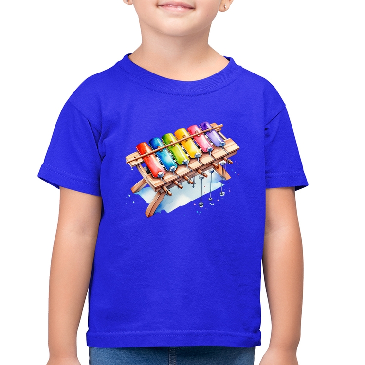 Camiseta Algodão Infantil Xilofone - Azul Royal