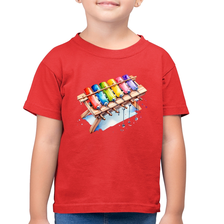 Camiseta Algodão Infantil Xilofone - Vermelha