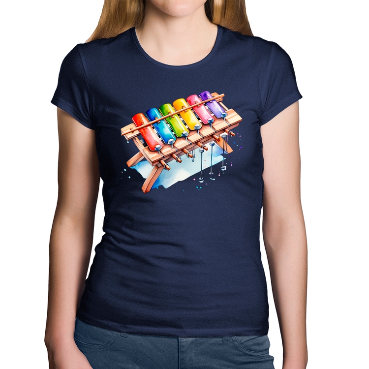 Baby Look Algodão Xilofone - Marinho