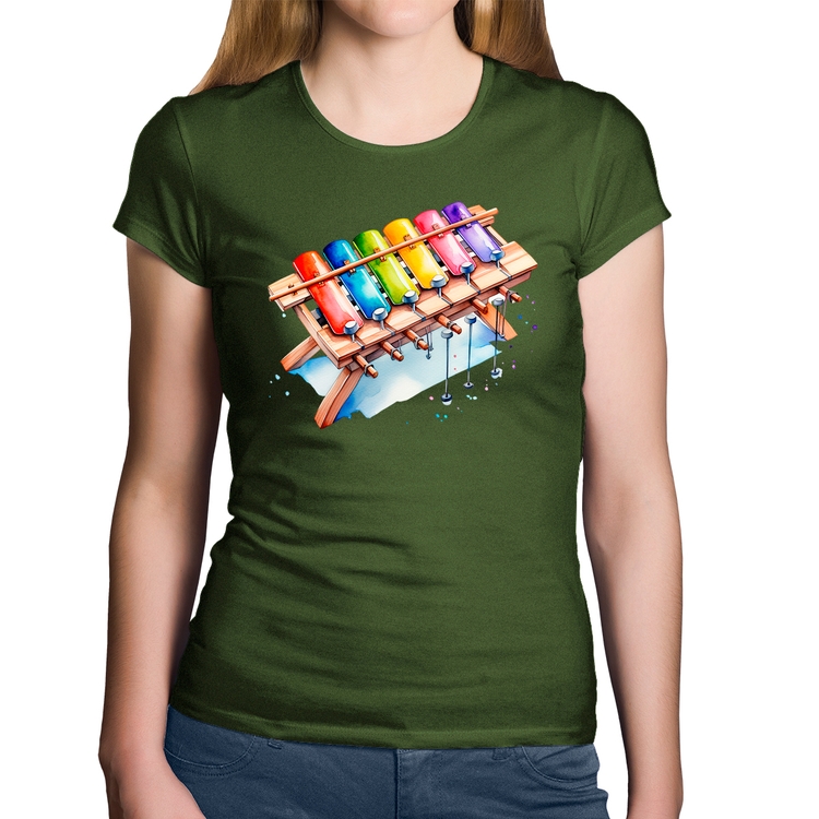 Baby Look Algodão Xilofone - Musgo